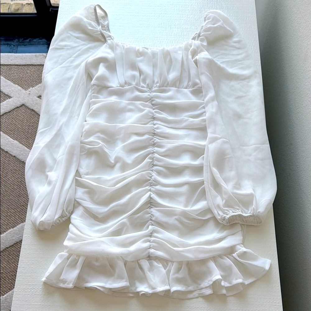Revolve Petra Ruched Mini Dress in White